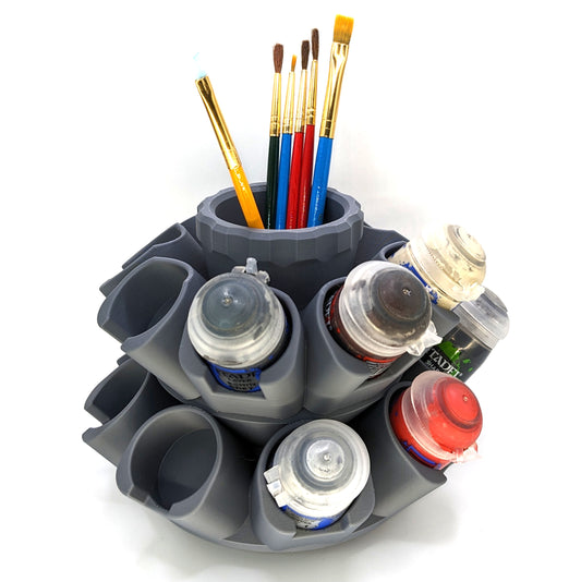 Organizer for Citadel 32mm Paint Pots - 16 Slot, | Spinning Paint Carousel and Brush Holder
